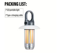 TEMU 1pc Shustar LED Linterna de Camping, Super Recargable con Clip, Acabado Barnizado, 5 de Iluminación, No Impermeable, Cable USB Incluido, Batería de Ión de Litio, 500mAh, Gancho Portátil para al