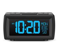 TEMU 1pc SMOUPING Reloj Grande con Pantalla VA, Luz de de , USB (Batería de Respaldo), Radio FM, Temporizador de Sueño, , Dimmer y Alarma Fuerte - Reloj de Mesita para Adultos Mayores