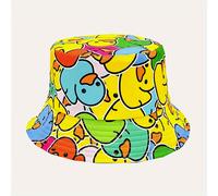 TEMU 1pc Sombrero de cubeta unisex mono de impresión de de dibujos animados, sombrero de pescador y de moda de poliéster 100% tejido para ropa casual al aire