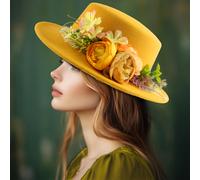 TEMU 1pc Sombrero de Sol Floral para Mujer Verano - con Flores Artificiales Elegantes y Hojas Verdes, Ajuste Elástico para , Día de la , al - Regalo para Mujeres, Sombrero Plegable