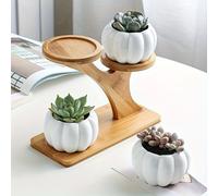 TEMU 1pc Soporte Elegante para Plantas de Bambú, Estante para Suculentas y Flores, Decoración para Interiores, Escritorio, Alféizar, Jardín, Hogar y Oficina, Soporte de Esquina de Madera