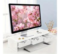 TEMU 1pc Soporte para Monitor de Computadora, Organizador de Escritorio con Cajón, Elevador de Monitor y Base de Almacenamiento