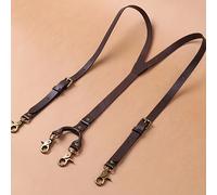 TEMU 1pc Suspenders de estilo vintage para hombres, correas ajustables de cuero con ganchos, cintura elástica, diseño retro, accesorio de moda para Hip Hop - Negro