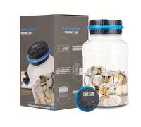 TEMU 1pc Tarro Grande de PVC para Monedas con Pantalla LCD - de Automático, Capacidad de 1.8L, con , Ideal para Regalos de Halloween, Acción de Gracias y Navidad, de Ahorros