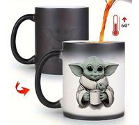 TEMU 1pc Taza de Cerámica Mágica Yoda Star Wars 11oz - de Color con y Medidor de , Diseño del Personaje, Regalo para de la , Día , & Pascua, Indicador de Bebida, Vajilla Duradera