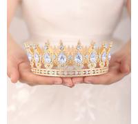 TEMU 1pc Tiara Redonda Vintage - Corona para con , Accesorio de Pelo de Aleación de para Fiestas, Concursos, Navidad, Disfraces de San Valentín (Planta y Ornamentos)