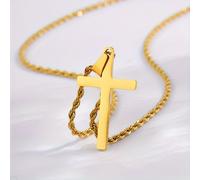 TEMU 1pc Unisex 18K Bañado en Oro Acero Inoxidable Cruz Colgante, Simple 304L Joyería Religiosa con Cadena Duradera, Accesorio para Todas , Diario y Fiestas, Día de San Valentín - Piedra de de