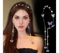 TEMU 1pc Vintage Bling Bling Rhinestone Decorativa Con Cadena De Borla Elegante Aro Para El Cabello Para Mujeres Y Uso Diario