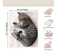 TEMU 1pc YWJHUI Glam Manta de arrojo reversible de poliéster, diseño de peludo impreso digital, y multipropósito, con lavable en máquina, para hogar, dormitorio, oficina, viajes, , regalo para todas