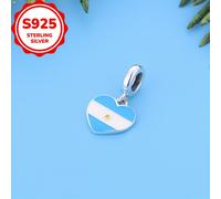 TEMU 1pieza 925 Sterling Silvery National Commemorative Heart Shaped Charms Beads DIY Joyería Making, la elección ideal para regalos