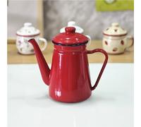 TEMU 1pieza de café de esmalte vintage de 1.1L, olla de aceite, hervidor de agua, hervidor de agua de esmalte, olla de esmalte, olla de té de leche y hervidor de agua fría.