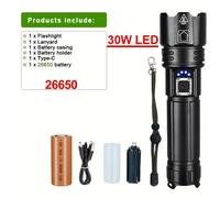 TEMU 1pieza Linterna LED más potente, luz de recargable USB, linterna táctica de potencia de largo alcance
