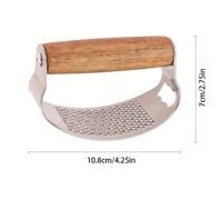 TEMU 1pieza Resistente prensa de ajo de acero inoxidable con mango de madera y incorporado - Triturador de ajo manual fácil de usar y triturador para uso en cocina , Triturador de ajo