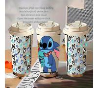 TEMU 1pieza Taza Disney 18Oz de tema Stitch, Taza de acero inoxidable con , lindo, puede bebidas calientes y frías, taza de café, taza de agua, taza de , regalo para familiares y .