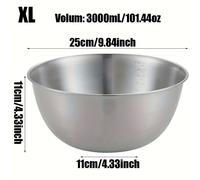 TEMU 1pz Bol de Ensalada de Acero Inoxidable Plateado 17cm/19cm/25cm, para Horno, Mezclador Duradero con Marcas de Medición - y Almacenar