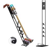 TEMU 1pz Soporte de Suelo con Ruedas para Aspiradora compatible con Dyson - Compatible con V6 a V12 - Metálico, Sin Taladro, con Almacenamiento para Accesorios