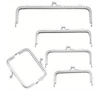 TEMU 1Set 5pcs 5 Tamaño Monedero Bolso Beso Cierre Metal Arco Marco Moneda Estampado Embrague Cuadrado Bolso Para Hacer Monedero DIY Asa Costura Artesanía Accesorios de Repuesto