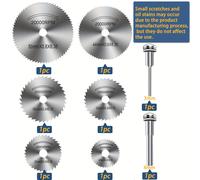 TEMU 1set 8pcs Cutting Wheel Set for Drills Rotary Tools, Drill Saw Blades for Rotary Tools 6pcs HSS Saw Disc Wheel Cutting Blades with 1pc 1/8" Round Shank, 1pc 1/4" Round Shank