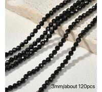 TEMU 2/3/4/5/6/8mm 200/120//75/60/60pcs Cuentas de vidrio facetadas negras Pequeñas cuentas separadoras DIY Joyería de fabricación Collar Pulsera