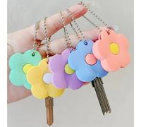 TEMU 2/3 Piezas de Tapas para Llaves de Silicona con Diseño Floral - Cubiertas Coloridas y Anillas Metálicas, Etiquetas Flexibles para Identificar Llaves Rápidamente sin Necesidad de Electricidad