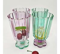 TEMU 2/4/6 tazas de vidrio de pie y colores, elegantes y hermosas para flores, champán, vino , helado, bebidas frías y agua