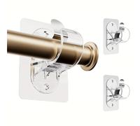 TEMU 2/4/6pcs Soportes para Barra de Cortina Sin Agujeros, Colgadores Autoadhesivos para Barra de Cortina, Sin Taladro, Sin Clavos, Ganchos Adhesivos de Resistencia (Transparentes)