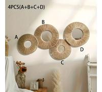 TEMU 2/4 piezas/set Espejo de Cristal para Baño, de Madera Estilo Bohemio Jardín Infantil Decoración Colgante Circular Pared Artesanal Dormitorio Sala Entrada Granja