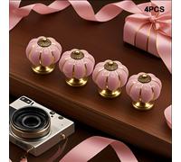 TEMU 2/4 piezas Tirador de con Mango de Cerámica de Calabaza Rosa, Tirador de Gabinete de Hotel, Tirador de Gabinete de Un Solo Agujero con Tornillo, Tirador de Muebles , Exquisito y Hermoso.