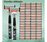 TEMU 2 + 42/48/54/60 Cabezales de Repuesto, Totalmente Lavable, Cambio de Cuchilla con un Botón, Afeitado , Cuchillas de Acero Inoxidable, , Regalo para Fiestas, Afeitadora Manual
