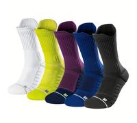 TEMU 2/5/8 Calcetines Deportivos Casuales Transpirables Cómodos Para Hombre, Calcetines De Tripulación Pantorrilla, Calcetines Deportivos De Moda Que Absorben El Para Fitness Al , Baloncesto, Correr