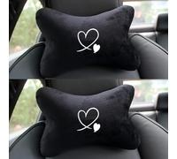 TEMU 2 almohadas para reposacabezas de asiento de coche con forma de - Soporte y transpirable para el cuello, con diseño de , cómodas para conducir, decoración interior del coche
