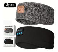 TEMU 2 audífonos inalámbricos tipo , auriculares inalámbricos 5.4 para dormir, estéreo HD, micrófono incorporado, para entrenamiento, correr, deportes, regalo para hombres/mujeres. (1X negro, 1X )