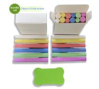 TEMU 2 cajas de 6 colores, totalizando 24 piezas de tiza lavable, un borrador . Tiza colorida para aceras, pizarra de profesor, tiza y al