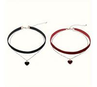 TEMU 2 collares de terciopelo con colgantes de , joyería elegante y única para mujer, regalo para de San Valentín