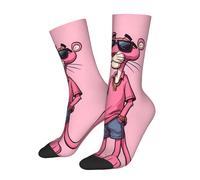 TEMU 2 de Calcetines para Hombre con Estampado de Rosa - Transpirables, Elásticos y Cómodos, Diseño de Dibujos Animados con Gafas y Collar de Moda, Puños Acanalados, Regalo para Hombres, Talla 9-11