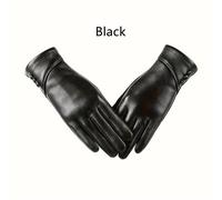 TEMU 2 de elegantes guantes de cuero para mujer, de dedo completo, compatibles con pantallas táctiles, con forro polar , a prueba de viento, con limpieza únicamente para uso casual de .