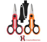 TEMU 2 de tijeras de electricista combinadas de acero inoxidable, tijeras de refuerzo fuertes, tijeras de de cables, tijeras de podar con dientes de sierra, tijeras portátiles para el hogar