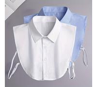 TEMU 2 Elegantes Media Camiseta, Piezas de Cuello Desmontables sin para Mujer, Insertos de Camisa en Capas de Fibra /Blanca y Azul/Blanca y Blanca, Lavables a Máquina - Cuello de Camisa para Mujer
