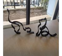 TEMU 2 Figuras Minimalistas de Gatos, Adorables Decoraciones Navideñas y de Halloween para el Hogar, Coleccionables