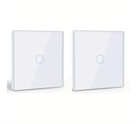TEMU 2 interruptores de pared táctiles /negro, material de vidrio templado, instalación fácil, adecuados para dormitorio, habitación, baño, , etc. 110-240V