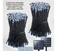 TEMU 2 juegos de luces solares, para uso exterior, total de 75.5 pies, con un total de 200 LED, 8 , ideales para patios, terrazas, de jardín y decoraciones navideñas, Halloween y exteriores