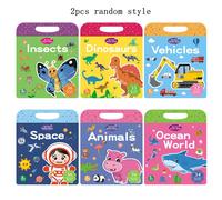 TEMU 2 Libros de Pegatinas Interactivos Reutilizables, Libro de Actividades, Pegatinas para Viajes /Tren/Avión, Juguetes Educativos y de Aprendizaje Esenciales