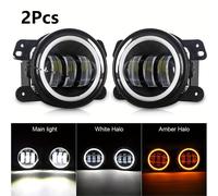 TEMU 2 luces antiniebla LED Angel Eye de 4 pulgadas, 12V/24V, 60W, luces antiniebla delanteras para coche, 6000LM, aptas para Wrangler, sin batería