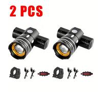 TEMU 2 luces delanteras retráctiles para bicicleta, alimentadas por baterías 18650, luz trasera.
