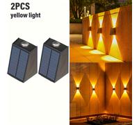 TEMU 2 luces solares comerciales para pared, y bloque, 2 LED con sensores de movimiento inteligentes, cabezal, ideales para bloques comerciales, patios, jardines, y terrazas