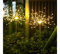 TEMU 2 Luces Solares de Jardín con Artificiales - 90 LEDs, Alimentación Solar, Sensor de Luz Inteligente, Automático, Ideal para Patios, Jardines y