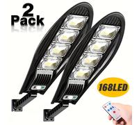 TEMU 2 luces solares inteligentes para exteriores, 168 LED, reflector solar, con sensor de movimiento y control remoto, luz solar ajustable a 180°, 3 de luz solar, ideal para patio, pared,