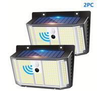 TEMU 2 luces solares para exteriores de 268 LEDs , luces de seguridad solares con sensor de movimiento, luces de pared solares para exteriores para jardín, valla, patio trasero, patio, ,