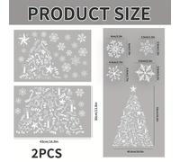 TEMU 2-Pack Adhesive Static Cling Christmas Tree Window Stickers Suitable for Glass, - Static (No Glue), No Residue White PVC Snowflake Decals, Easy DIY Window Decorations for, Glass Panels,