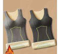 TEMU 2-Pack Ai Cao Ropa interior para el vientre para mujer con almohadillas para el pecho, autocalentamiento, franela cepillada de cara, chaleco de base de látex para otoño e invierno